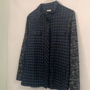 LOGO LORI‎ GOLDSTEIN PLAID JACKET SWEATER SLEEVE